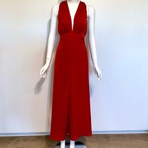 Banana Republic Resort Wrap Waist Maxi Halter Dress - Samba Red